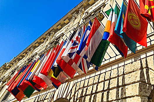 维也纳,奥地利,国际,旗帜,霍夫堡,宫殿