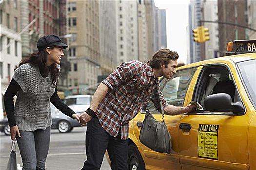 伴侣,打车,出租车,纽约,美国