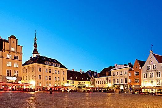市政厅,老城,黃昏,世界遗产,塔林,爱沙尼亚,波罗的海国家,北欧