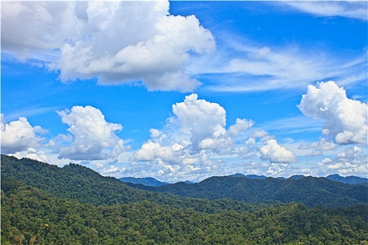 绿色,山,蓝天,背景