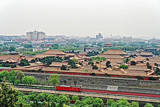 北京景山公园故宫全景