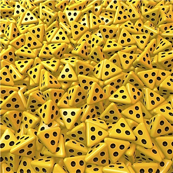 群体,骰子,黄色,三个,黑色,圆点