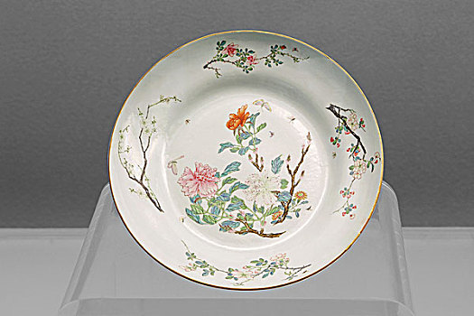 古代清朝瓷器花盘