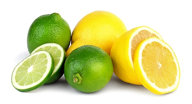 酸橙片,柠檬,隔绝,白色背景,背景