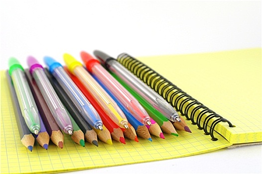 彩色,笔,铅笔,黄色