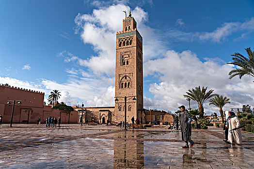 尖塔,库图比亚清真寺,清真寺,玛拉喀什,摩洛哥,非洲