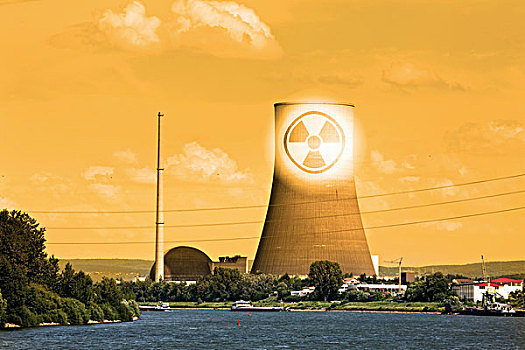 核电站,莱茵河,象征,放射性,警告标识