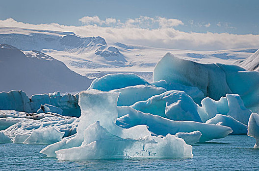 冰岛,东方,区域,杰古沙龙湖,结冰,湖,冰山