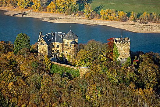 莱茵河,山谷,秋天,坏,莱茵兰普法尔茨州,德国,欧洲