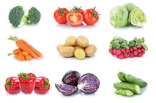 蔬菜,土豆,胡萝卜,西红柿,红辣椒,黄瓜,沙拉,食物,抠像,隔绝,白色背景