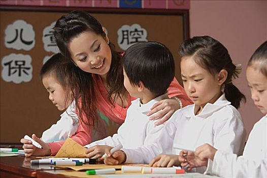 年輕,學童,教師