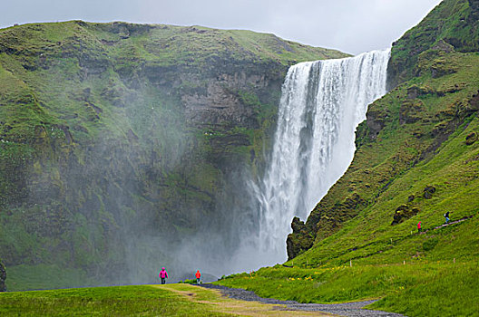 冰岛,南,瀑布,雾气,上升,向上