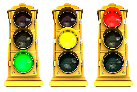 三个,旧式,市区,红绿灯,展示,绿色,黄色,红色