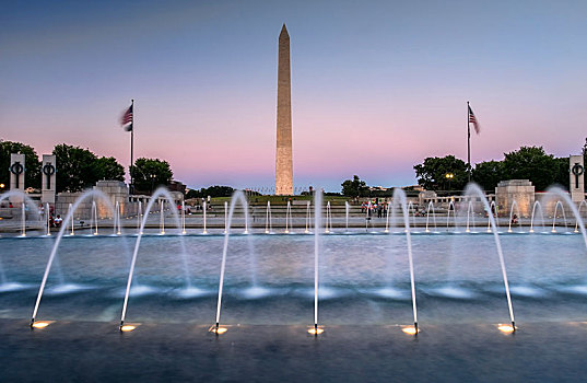 黃昏,上方,华盛顿纪念碑,世界,战争,纪念,国家广场,华盛顿特区