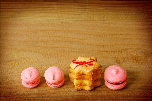 粉色,蛋白杏仁甜饼,圣诞曲奇,隔绝,木头,背景