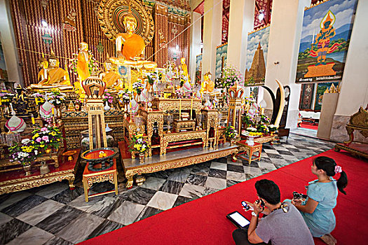 泰国,曼谷,道路,寺院,伴侣,手机