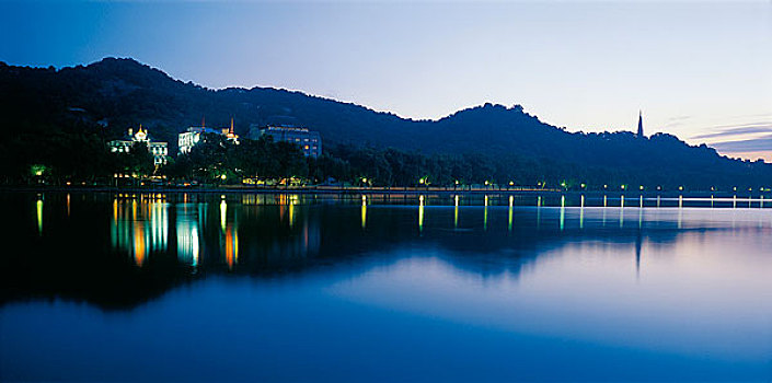 杭州西湖风光夜景