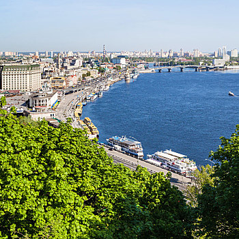 风景,基辅,城市,地区,河,港口