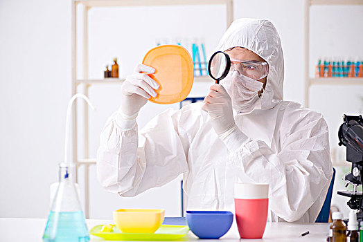 化学家,检查,测试,塑料制品,餐具