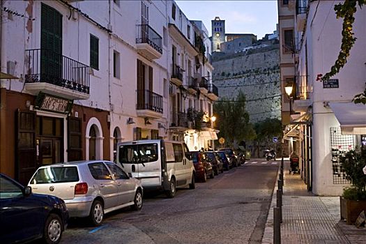 老城,狭窄,巷道,伊比沙岛,巴利阿里群岛,西班牙