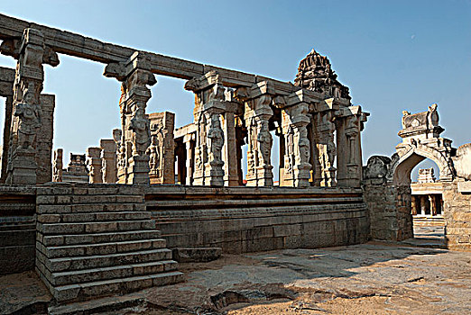 印度,安得拉邦,庙宇,婚礼,雕刻,独块巨石,柱子,寺庙,复杂,建造,规则,国王