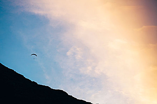 滑翔伞,日落