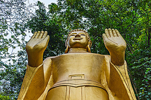 金色,佛像,抬手,琅勃拉邦,省,老挝,亚洲