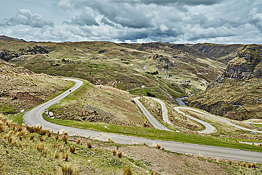 风景,乡村道路,急转弯,库斯科,秘鲁