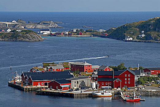 红色,房子,海岸,岛屿,罗弗敦群岛,群岛,诺尔兰郡,挪威,欧洲