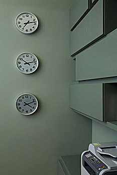 钟表,灰色,墙壁,展示,不同