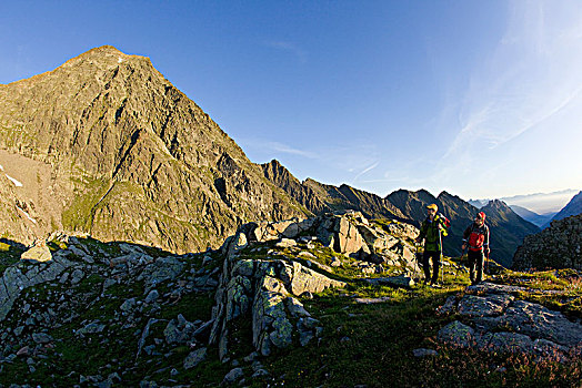 攀登,日出,阿尔卑斯山,奥地利