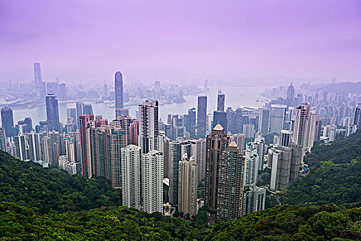 香港的天际线,查看从太平山顶