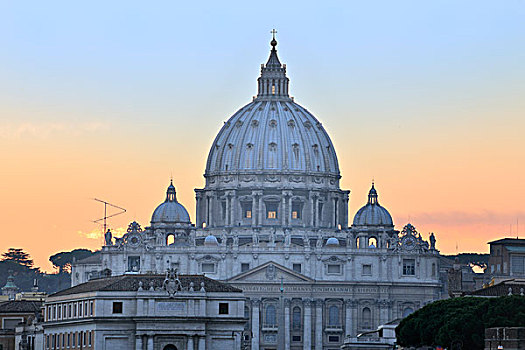 大教堂,晚间,亮光,梵蒂冈城,罗马,拉齐奥,意大利,欧洲