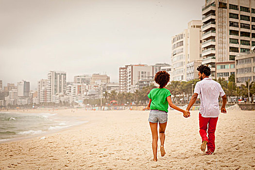 情侣,享受,海滩,里约热内卢,巴西