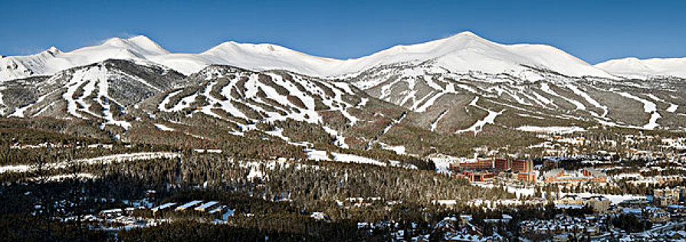 美国,科罗拉多,布莱肯里奇,滑雪胜地,数码,全景,建筑,滑雪道,胜地