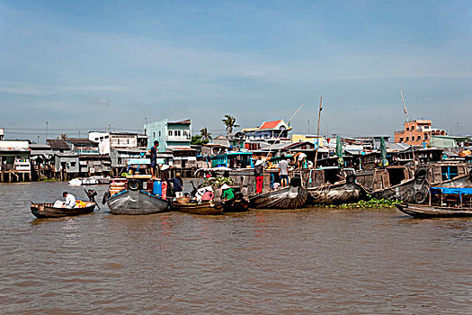 水上市场,湄公河,湄公河三角洲,越南,东南亚