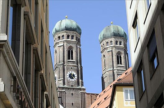 塔,圣母教堂,教堂,慕尼黑,巴伐利亚,德国,欧洲