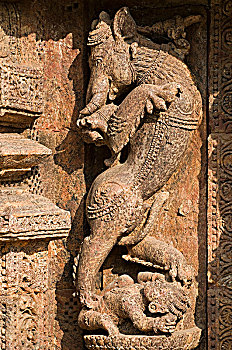 印度,奥里萨帮,太阳神庙,13世纪,雕塑