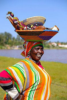 塞内加尔人,女人,彩色,连衣裙,商品,头部,玫瑰,达喀尔,区域,塞内加尔,非洲