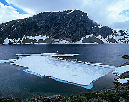 冰,湖,靠近,奥普兰,挪威,斯堪的纳维亚,欧洲