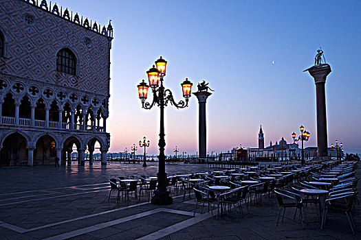 柱子,路灯柱,城镇广场,总督宫,威尼斯,威尼托,意大利