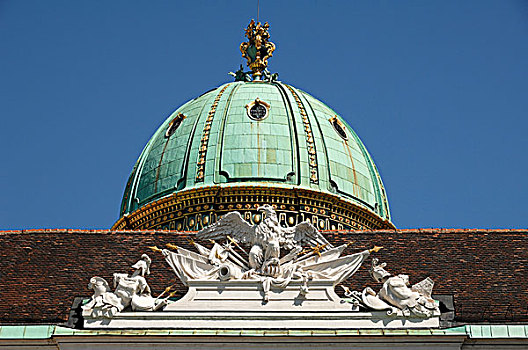 圆顶,霍夫堡皇宫,蓝天,维也纳,奥地利,欧洲