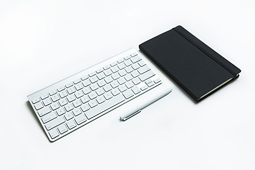 现代,铝,电脑键盘,黑色,封面,笔记本电脑,隔绝,白色背景,背景