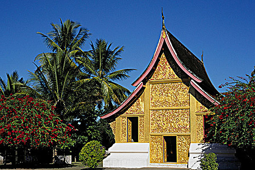 老挝,琅勃拉邦,寺院,皮质带