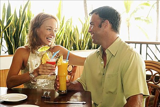 游客,伴侣,岛屿,风格,酒吧,享受,鸡尾酒