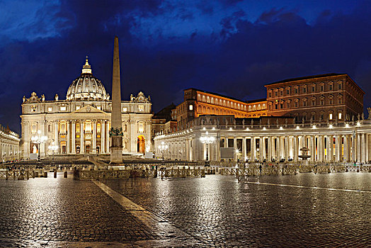 广场,圣彼得大教堂,柱廊,梵蒂冈,罗马,拉齐奥,意大利