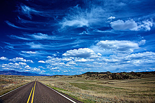 公路,新墨西哥,高,高山,草地,云,大幅,尺寸