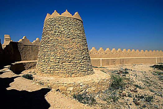沙特阿拉伯,靠近,乡村,遗迹,城墙