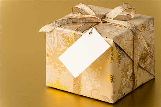 圣诞礼物,金色,丝带,留白,标签