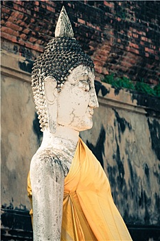 佛,雕塑,大城府,泰国